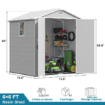 6x6 FT Plastic Outdoor Storage Shed with Floor, Resin Garden Shed - Image 6