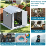 6x6 FT Plastic Outdoor Storage Shed with Floor, Resin Garden Shed - Image 5