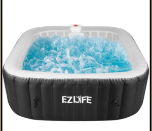 EZLIFE 6-Person Inflatable Hot Tub Spa with LED Light Strip | 130 Air Jets, 1,350W Heater, 252-Gallon Square Spa