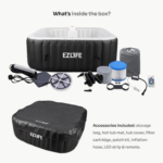 EZLIFE 6-Person Inflatable Hot Tub Spa with LED Light Strip | 130 Air Jets, 1,350W Heater, 252-Gallon Square Spa - Image 6