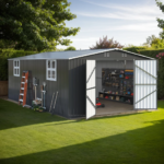 12x18FT Outdoor Metal Storage Shed w/ Windows, Lockable Door - Image 7