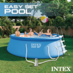 Outdoor above-ground pool kit, PVC and steel, blue, easy assembly; includes ladder, cover, 1000 GPH GFCI filter pump, and 6 reservoirs - Image 2