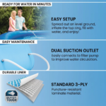 Outdoor above-ground pool kit, PVC and steel, blue, easy assembly; includes ladder, cover, 1000 GPH GFCI filter pump, and 6 reservoirs - Image 4