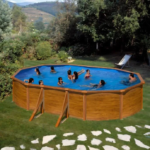 GRE Pacific Oval Steel Swimming Pool with Wood-Effect Finish - Dimensions - Image 2