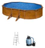 GRE Pacific Oval Steel Swimming Pool with Wood-Effect Finish - Dimensions - Image 4
