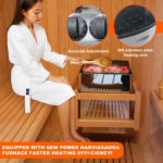 Outdoor Barrel Steam Sauna, 1-2 Person Spruce Wood Sauna Room, 4.5KW Harvia Electric Heater, Asphalt Shingle Roof - Image 10
