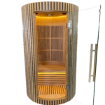 Leisure Style Barrel Sauna Outdoor Solid Wood Hemlock Redwood 1 Person Dry Infrared Sauna