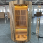 Leisure Style Barrel Sauna Outdoor Solid Wood Hemlock Redwood 1 Person Dry Infrared Sauna - Image 2