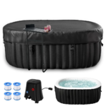 Oval Portable Inflatable Hot Tub, 1-2 Person & Side Table, Outdoor Spa, 75in&47in&25in - Image 2