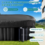 Oval Portable Inflatable Hot Tub, 1-2 Person & Side Table, Outdoor Spa, 75in&47in&25in - Image 4