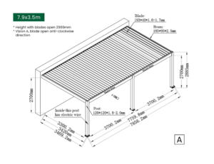 Luxi Living Atlantic Manual Freestanding Louvre Roof Pergola - Image 7