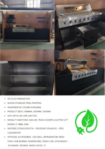 Black Garden/patio Outdoor Bbq Kitchen Pod with Door Weatherproof 304 Stainless Steel Outdoor Kitchen with Shed - Image 5
