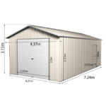 Garage Shed 7.21m x 4.17m x 3.24m with Roller Doors - Image 4