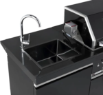 Kingsley 304 Black Stainless Steel 6 Burner Outdoor Kitchen w/ Fridge, Sink & Gas Pizza Oven Bundle - Image 4