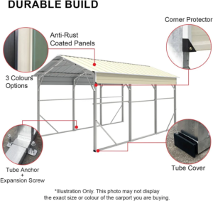 Carport 6.23 x 7.6 x 4.27m Backyard Boat Portable Vehicle Shelter - Image 6