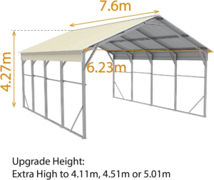 Carport 6.23 x 7.6 x 4.27m Backyard Boat Portable Vehicle Shelter - Image 5