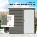 6' X 4' Metal Garden Shed, Tool Shed W/Lockable Door, Light Gray - Image 6