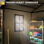 All Weather Resin Storage Shed, Windows & Slanted Roof & Raised Floor, Outdoor Garden Tool - Image 6