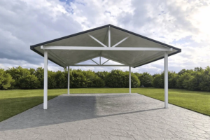 Free Standing V-Line Gable Patio Carport in Footings - Image 2