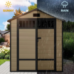 All Weather Resin Storage Shed, Windows & Slanted Roof & Raised Floor, Outdoor Garden Tool - Image 3