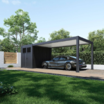 Absco Sheds 3.00mW x 7.30mD x 2.55mH Pergola and Shed Cabana Double Door Charcoal - Image 2
