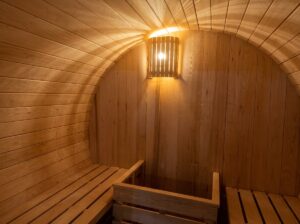 Hemlock /Spruce 2 Person Outdoor Barrel Sauna Full Spectrum Infrared Sauna for Sale - Image 5